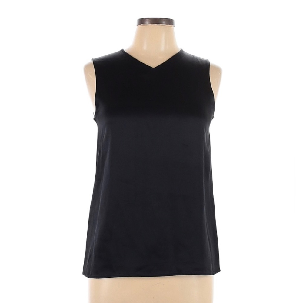 NWT Giorgio Armani Black Silk V-neck Top Blouse Size M